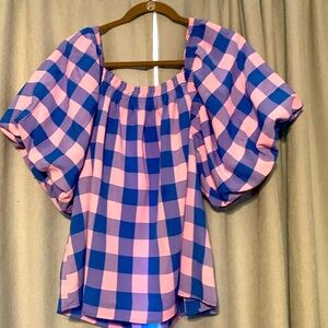Entro off the shoulder gingham blouse